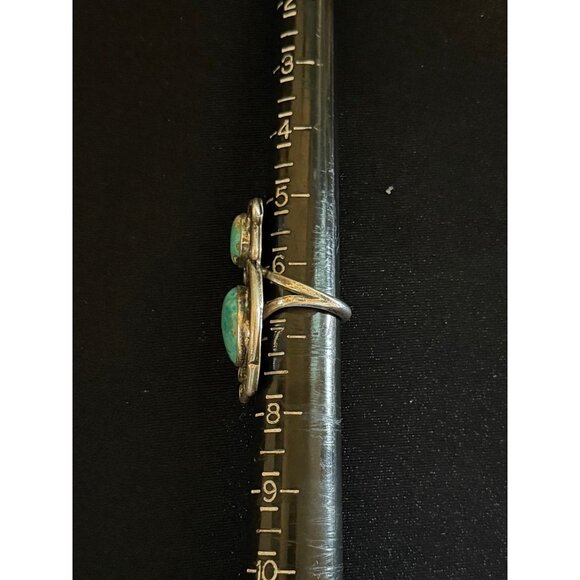Large 2-Turquoise Silver Ring - Picture 8 of 8